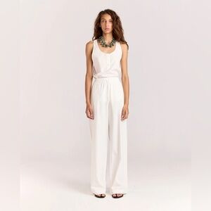 Romy the Brand Rope Cotton Blend Tie Pant in White